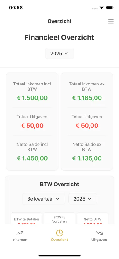 Adminu Financieel app screen