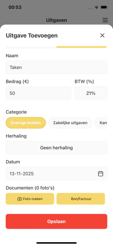 Adminu Financieel app screen