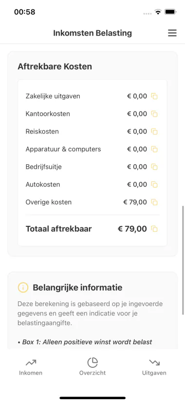 Adminu Financieel app screen